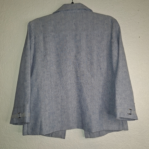 VTG Drapers & Damons Open Front Blue Lightweight Jacket Pockets M 3/4 Sleeve - Picture 2 of 10